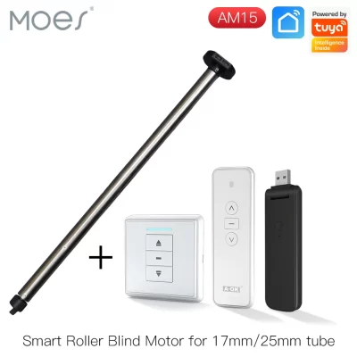 Automático Tubular Roller Blind Motor, controle remoto para 17mm, 25mm Tube, motorizado sombra cega elétrica, RF433, AM15, Novo