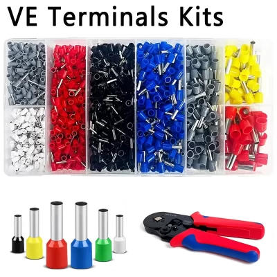 200-1900 pces tubo elétrico isolado terminal ve terminais de crimpagem tubular fio cabo conector virolas terminais conectores