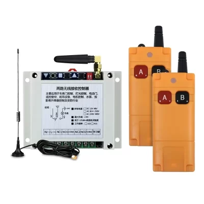 AC220V 380V Ampla Tensão 2 Canais 30A Realy 433MHz Interruptor de Controle Remoto Sem Fio para Controle de Motor de Fábrica Porta de Tráfego
