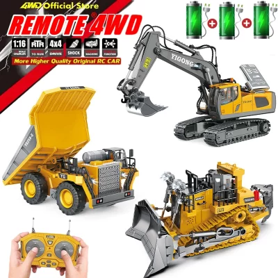 4wd escavadeira de controle remoto 4x4 liga caminhão basculante bulldozer modelo rádio rc carro veículo construção brinquedo crianças presentes