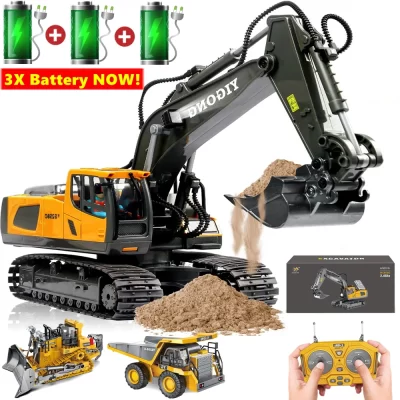 4wd escavadeira de controle remoto brinquedo rádio controlado rc caminhão basculante veículo rastreador bulldozer carro de construção presentes para crianças meninos