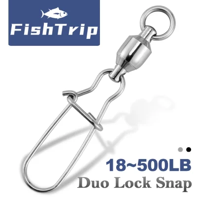 Aço inoxidável Rolamento de esferas gira com CRANE DUO Bloqueio SNAP, Conector De Pesca Marítima, Terminal Tackle, 20 a 100 Pacote