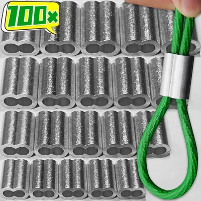 Braçadeiras de manga de alumínio em 8 formatos, anéis de crimpagem de cabo de furo duplo, acessórios fixos de corda de fio de aço m1.5 m2 m2.5 m3 m4 com 10-100 peças
