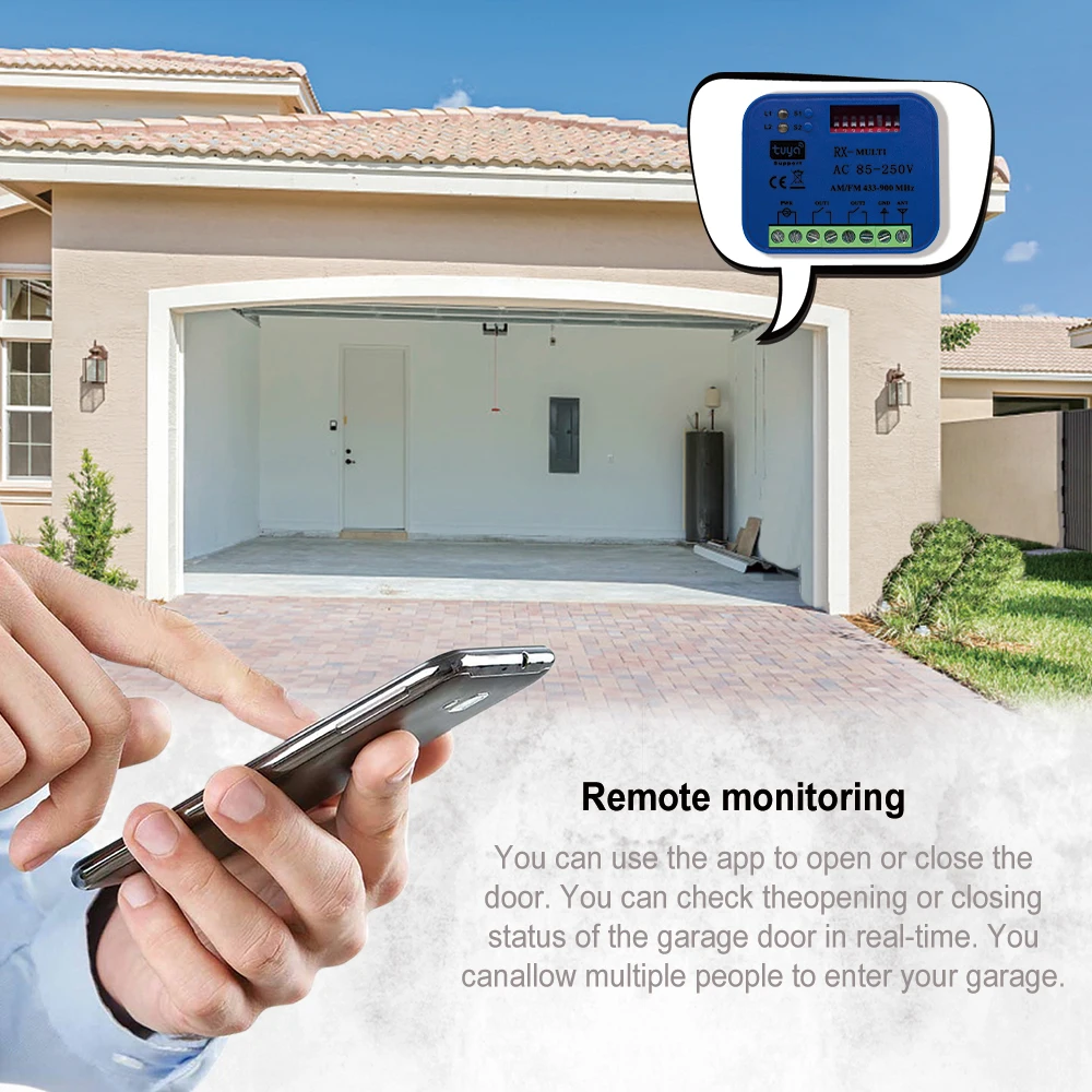 Receptor de controle remoto universal rx multi para porta de garagem, 2 canais, 433mhz, 868mhz, interruptor wi-fi tuya, dc ac 9-30v, 85-250v, vida inteligente, alexa - Image 2