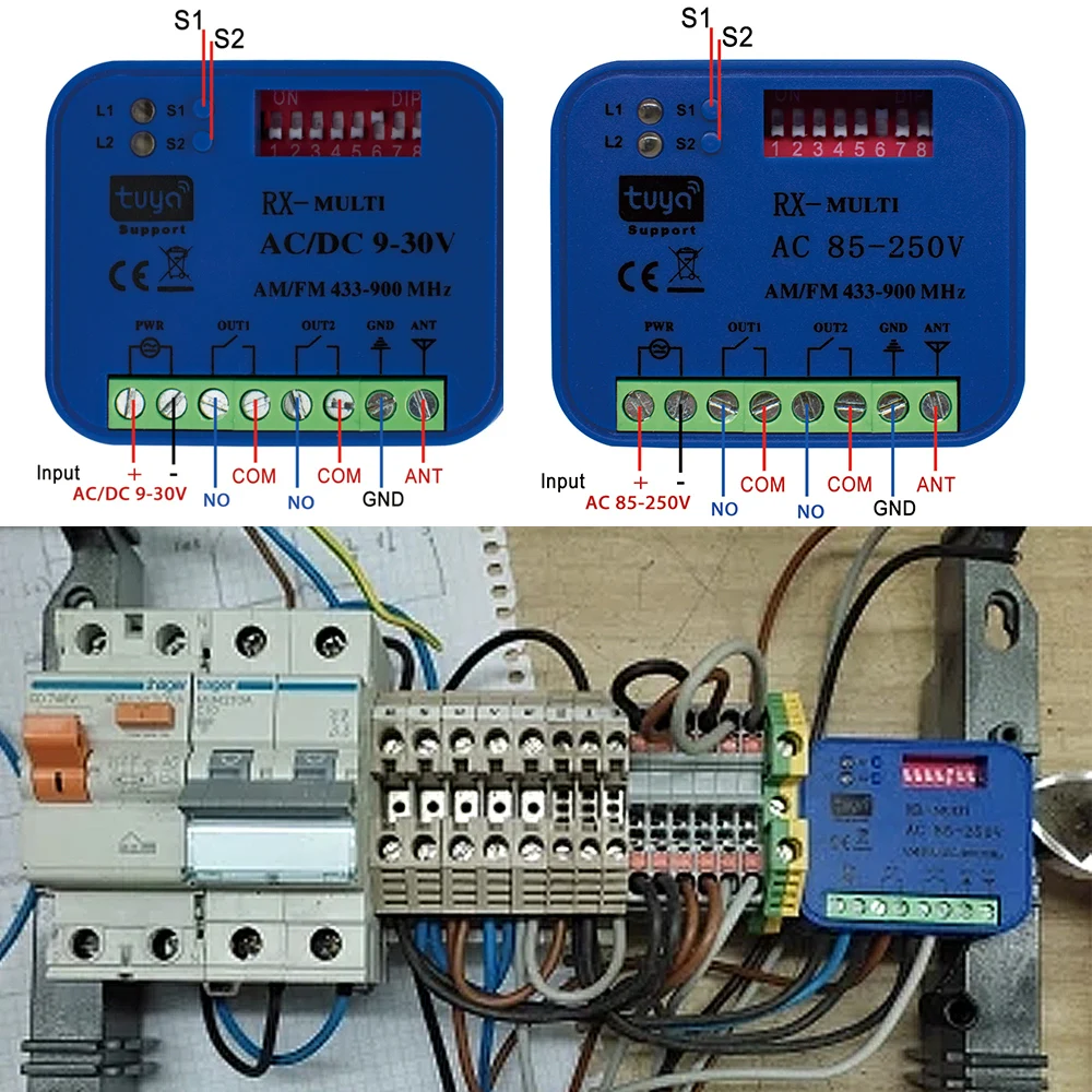 Receptor de controle remoto universal rx multi para porta de garagem, 2 canais, 433mhz, 868mhz, interruptor wi-fi tuya, dc ac 9-30v, 85-250v, vida inteligente, alexa - Image 5