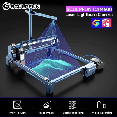 Câmera SCULPFUN CAM500 para Gravador a Laser 120 ° Posicionamento preciso de grande angular Gravação HD Faixa de trabalho de rastreamento de imagem 400 * 400