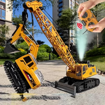 Guindaste rc trator 2.4g 15/13/11/9ch crianças liga elétrica braço de controle remoto caminhão engenharia veículo spray elétrico gancho brinquedo