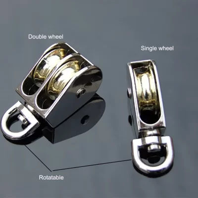 Polia de metal giratória 43/58/86mm, polia de liga de zinco, bloco de coroa e roda de elevação de equipamento, mini polia única/dupla para diy