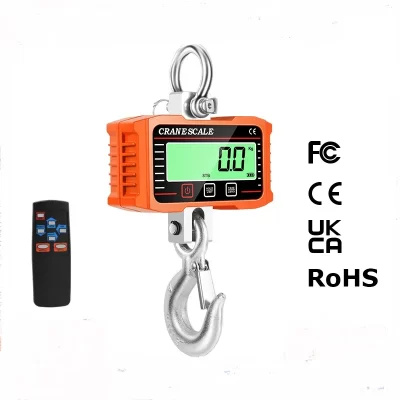 Balança digital suspensa 2t, 2000kg, guindaste resistente, grande lcd, bloqueio de gancho industrial, local de pesagem, blance 4400lb, controle remoto
