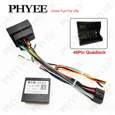 Chicote de fiação de 16 pinos para quadlock, decodificador de ônibus CAN, para Ford Focus MK2 Fiesta Mondeo Transit, cabo automotivo para rádio Android