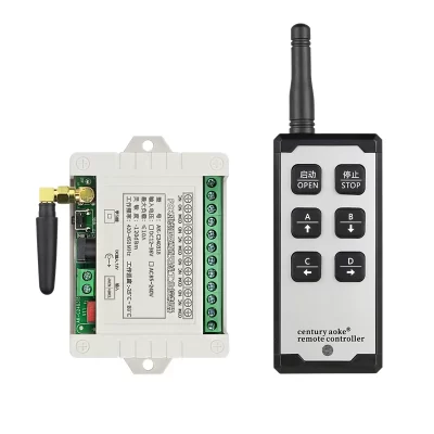 Dc 12v 24v 36v 420-450mhz 4 canais 10a relé fsk fhss interruptor de controle remoto sem fio receptor transmissor para luzes do motor