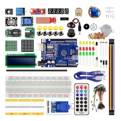 Kit inicial completo kit de aprendizagem de programação + 40 projetos para arduino uno r3 starter kit + tutorial on-line kit eletrônico diy