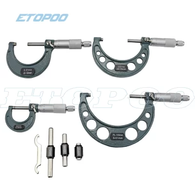 0.01mm 0-25mm/25-50mm/50-75mm/75-100mm/100-125mm/125-150mm fora micrômetro catraca parar medidor de metal padrões ferramentas de pinça
