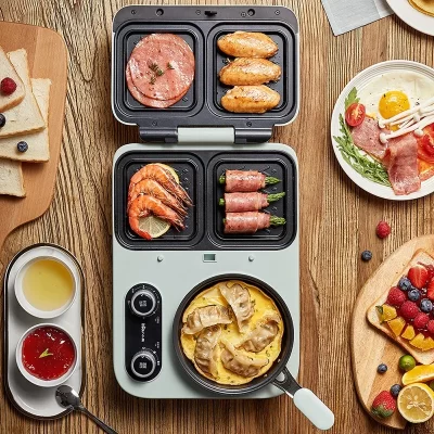 Sanduicheira elétrica máquina de café da manhã multi-padeiro torradeira cozimento waffle maker takoyaki torrada pressão torradeira