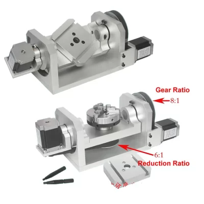 CNC 4o eixo 5 eixos A centro Aixs rotativo altura 98mm 100mm Mandril T Slot Table 100*125MM Relação de engrenagem 8: 1 Relação de redução 6: 1