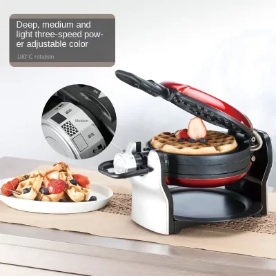 Dupla face aquecimento turnover rotativo ultra-grosso muffin maker bolo máquina waffle doméstico totalmente automático waffle maker