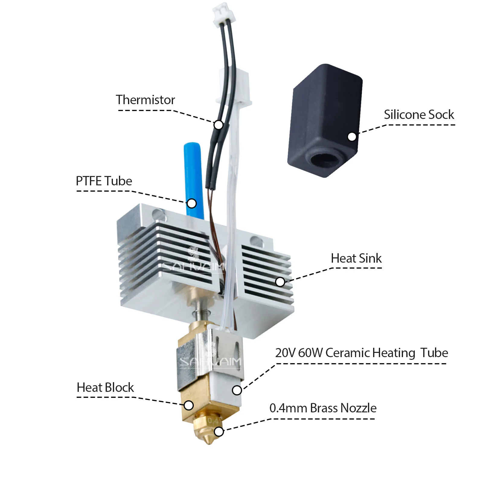 Kit hotend para impressora 3d elegoo netuno 4 plus/4 max, totalmente montado, hotend totalmente metálico com bico, acessório de impressora 3d - Image 5