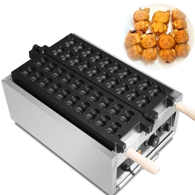 Máquina de Taiyaki de forma de urso, Little Bear Waffle Maker, Aço inoxidável, Antiaderente, Comercial, 20pcs