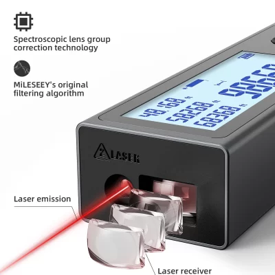 MILESEEY Fita métrica a laser M120 recarregável Bluetooth Fita métrica a laser 30M 40M Ferramentas de medida