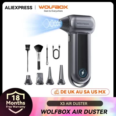 Soprador de ar elétrico WOLFBOX MF100 - 150000 RPM Super Power, motor sem escova recarregável de 3 engrenagens para carro/PC/casa/externo