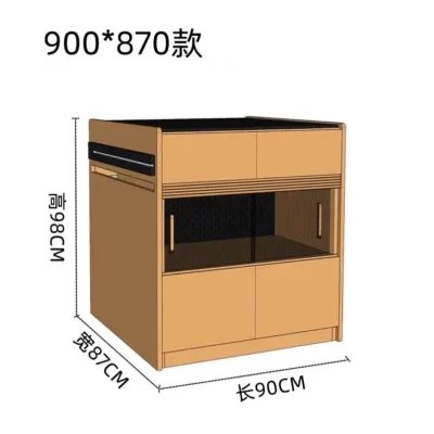 Mesa De Jantar De Madeira Maciça Retrátil, Ardósia Aberta Integrada, armário De Armário Lateral De Cozinha
