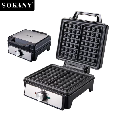 Máquina de waffle de placa única, máquina de fazer pão de duas fatias, aquecimento dupla face, design antiaderente, adequado para padaria de restaurante familiar