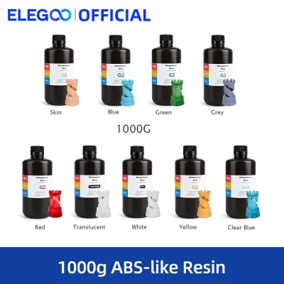 Elegoo resina de impressora 3d tipo abs, resina de cura uv lcd 405nm, resina fotopolímero padrão tipo abs para impressão lcd 3d 1000g
