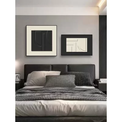 Pintura decorativa simples moderna, Combinação de sala de jantar Linhas abstratas avançadas, Fundo do quarto principal