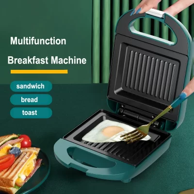 Máquina de sanduíche elétrica portátil, máquina de café antiaderente, multifuncional, waffle, motorista de pão, agregado familiar, 220V