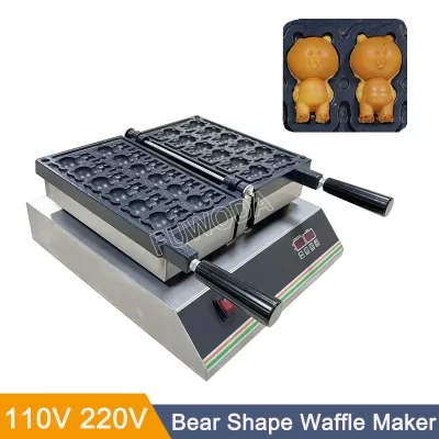 Forma de urso Taiyaki Máquina, aço inoxidável, antiaderente, comercial, Little Bear Waffle Maker, 110V, 220V