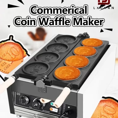 Homageise máquina de waffle a gás, moeda de ouro, máquina de waffle, padrão de moeda de ouro, molde de moeda de ouro, máquina de lanche personalizável