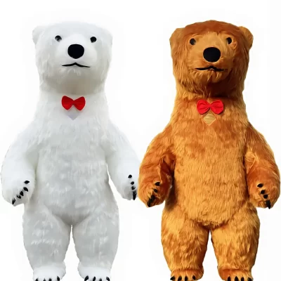 Fantasia inflável de urso branco 2m/2.6m/3m, festa de aniversário, dramatização, adereços engraçados, panda, urso polar, conjunto de mascote