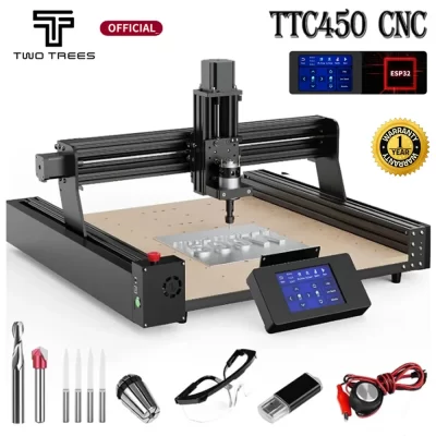 Duas árvores ttc450 fresa para madeira diy máquina de gravação a laser 3 eixos c n c roteador grbl para acrílico pcb pvc metal
