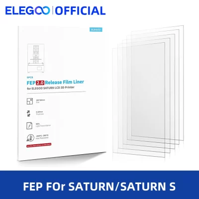 ELEGOO-Release Film Set para Impressora 3D, Peças de Filamento, SATURNO LCD, SATURNO S FEP, 185mm * 260mm, 0,15mm de espessura, 5PCs
