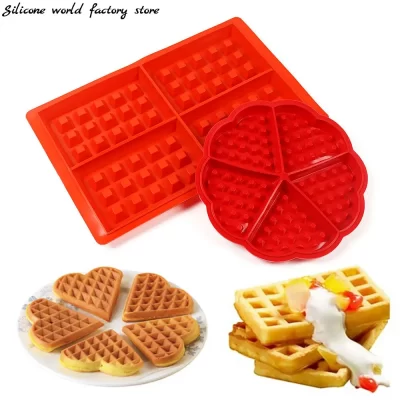 Silicone mundo quadrado redondo waffle moldes de silicone molde de bolo diy waffle bakeware molde de cozimento panqueca bandeja de cozimento ferramentas de cozinha