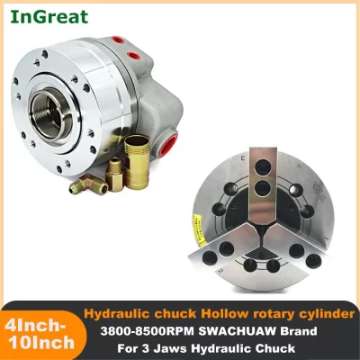 4-10 Polegada mandril hidráulico oco com cilindro rotativo hidráulico de alta velocidade 3 mandíbula 110-254mm mandril swachuaw BK-1246 para torno cnc