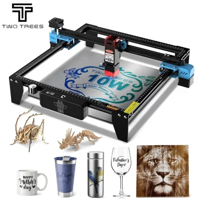 Dois árvores TTS-10 PRO CNC Gravador a laser com controle offline Wifi 10W Máquina de gravação a laser para escultura em couro de metal de vidro