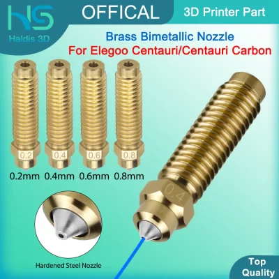 Bico bimetálico de latão para elegoo centauri, bicos hotend de 0.2/0.4/0.6/0.8mm para peças de reposição de impressora 3d de carbono centauri