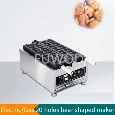 Bear Shape Waffle Cones Maker, Cute Panda Waffle Machine, Fabricação comercial de omeletes de urso, Baker Little Bear Waffle Baker, 20 pcs