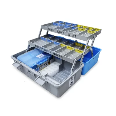 Caixa de armazenamento dobrável de medicina plástica, Garrafa de ampola médica multifuncional, Material ABS, moderno, 3 camadas