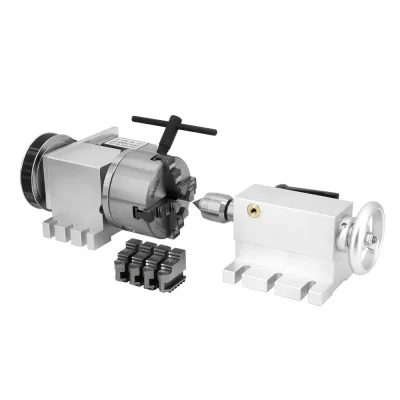 HLTNC-Mandril Self-Centering, Cabeça Divisória de Eixo Rotativo com Motor de Passo Nema34 4.5N para Torno CNC, 100mm, K11, K12, 3, 4 Mandíbulas