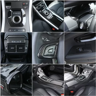 Para land rover range rover evoque 2011-2018 abs fibra de carbono painel de controle central do carro volante guarnição adesivo acessórios