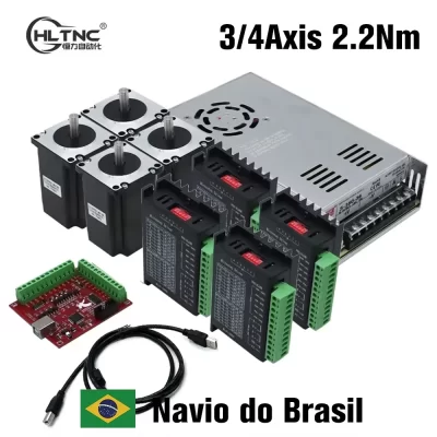 Hltnc 3 4 eixos kit cnc nema 23 2.2n 82mm driver de motor de passo tb6600 dm542 dm556 usb lpt mach3 controlador + 350w 36v potência psu