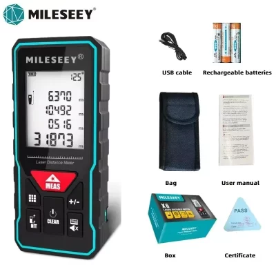 Mileseey profissional laser trena rangefinder x5/x6 40m 60m 80m 100m recarregável digital precisão medidor de distância fita métrica