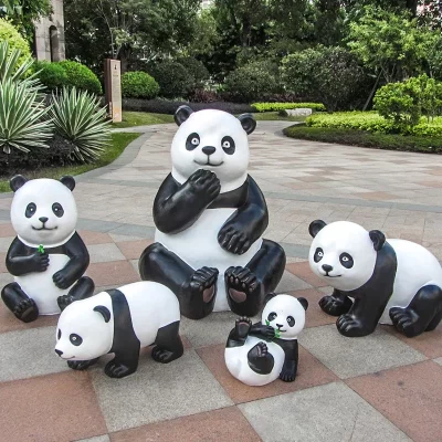 Panda escultura para jardim, decoração ao ar livre, ornamento, jardim, paisagem, panda