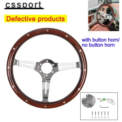 Produtos defeituosos 380mm 15 "Polegada Volante com Botão de Buzina Kit Universal Cópia de madeira Carro Auto Racing Sport Volante