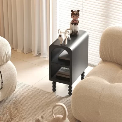 Cream Wind Bedside Table, cremalheira pequena do assoalho
