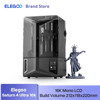 ELEGOO SATURN 4 ULTRA 16K Resina Impressora 3D com Monitoramento de Impressão AI 150 mm/h Tamanho de Impressão de Alta Velocidade 212x118x220mm
