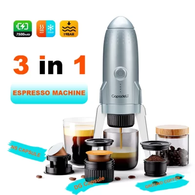 Máquina de café expresso elétrica portátil acampamento auto-aquecimento carro viagem cafeteira para café moído dolce gusto ns cápsula