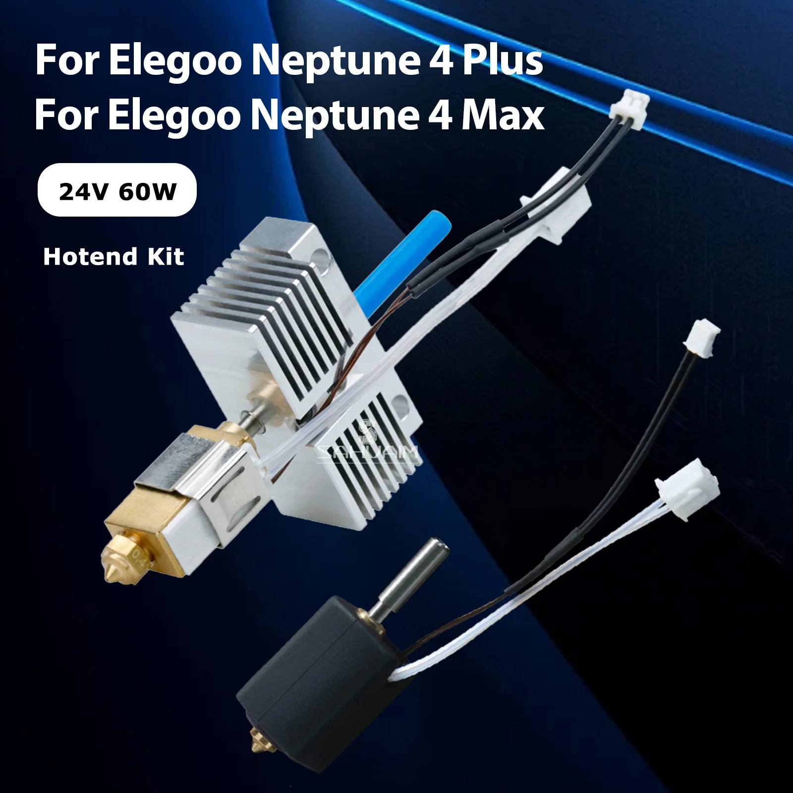 Kit hotend para impressora 3d elegoo netuno 4 plus/4 max, totalmente montado, hotend totalmente metálico com bico, acessório de impressora 3d